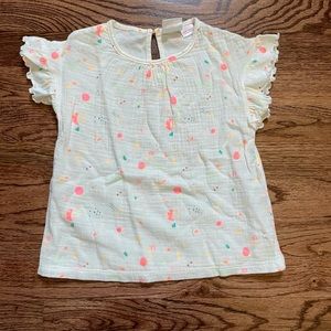 Zara Printed Ruffle Sleeve Top